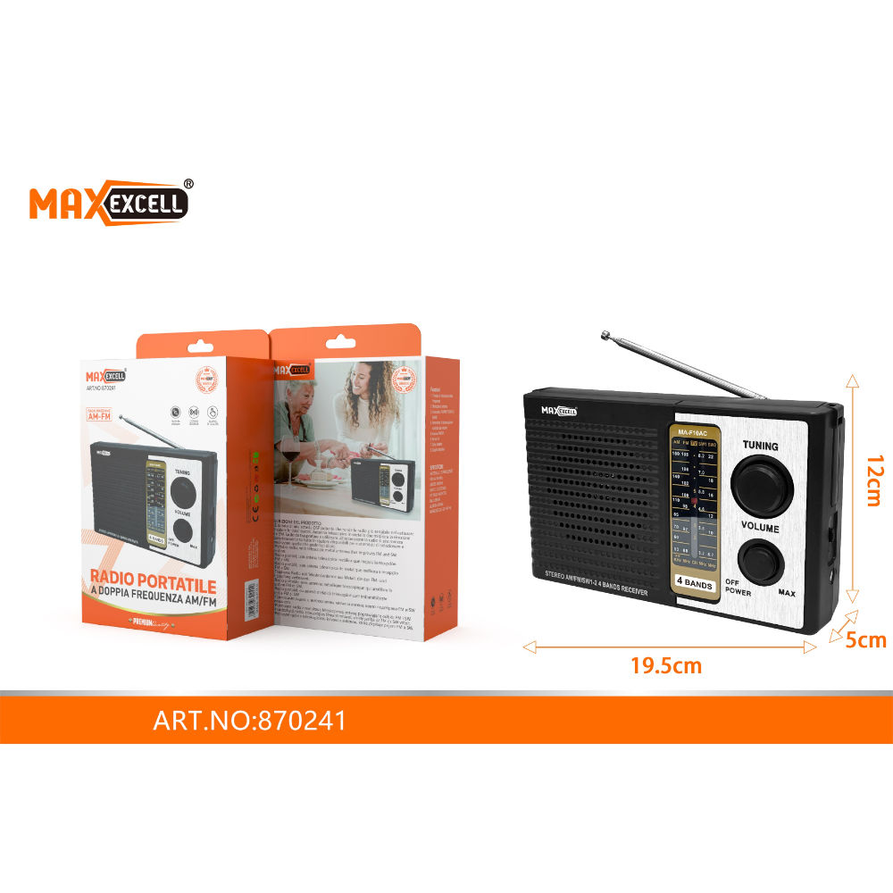 RADIO PORTATILE A DOPPIA FREQUENZA AM-FMMaxexcell