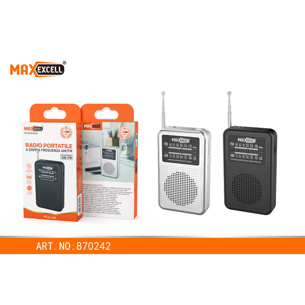 RADIO PORTATILE A DOPPIA FREQUENZA AM-FMMaxexcell