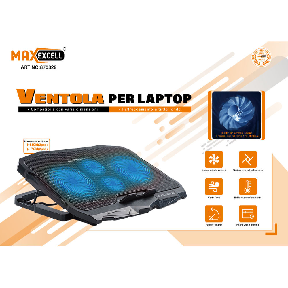 VENTOLA PER LAPTOP A 4 VENTOLE 39*28CMMaxexcell