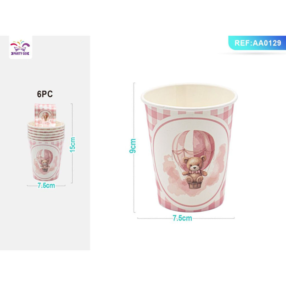 BICCHIERI MONOUSO - ORSETTO ROSA - 6PZParty Go