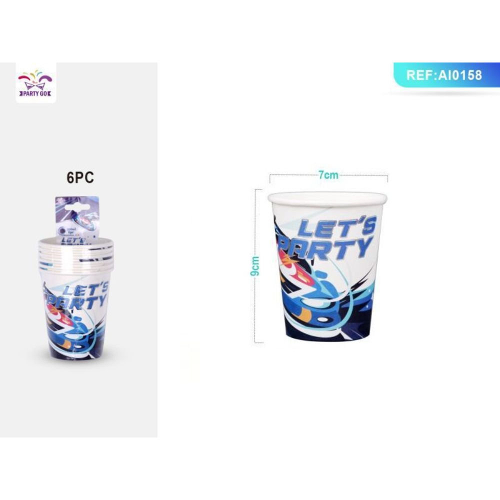 BICCHIERI MONOUSO CON AUTO DA CORSA - 6PZParty Go