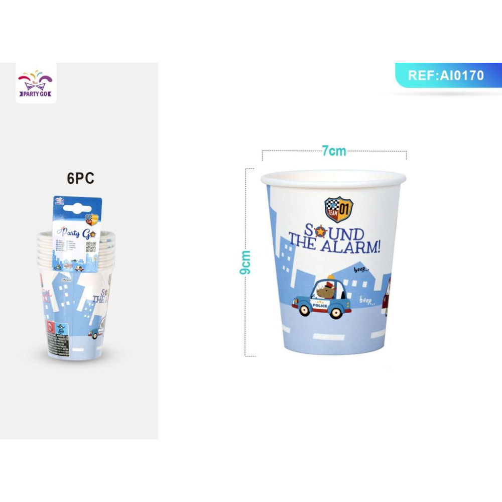 BICCHIERI MONOUSO - POLIZIA BLU - 6PZParty Go