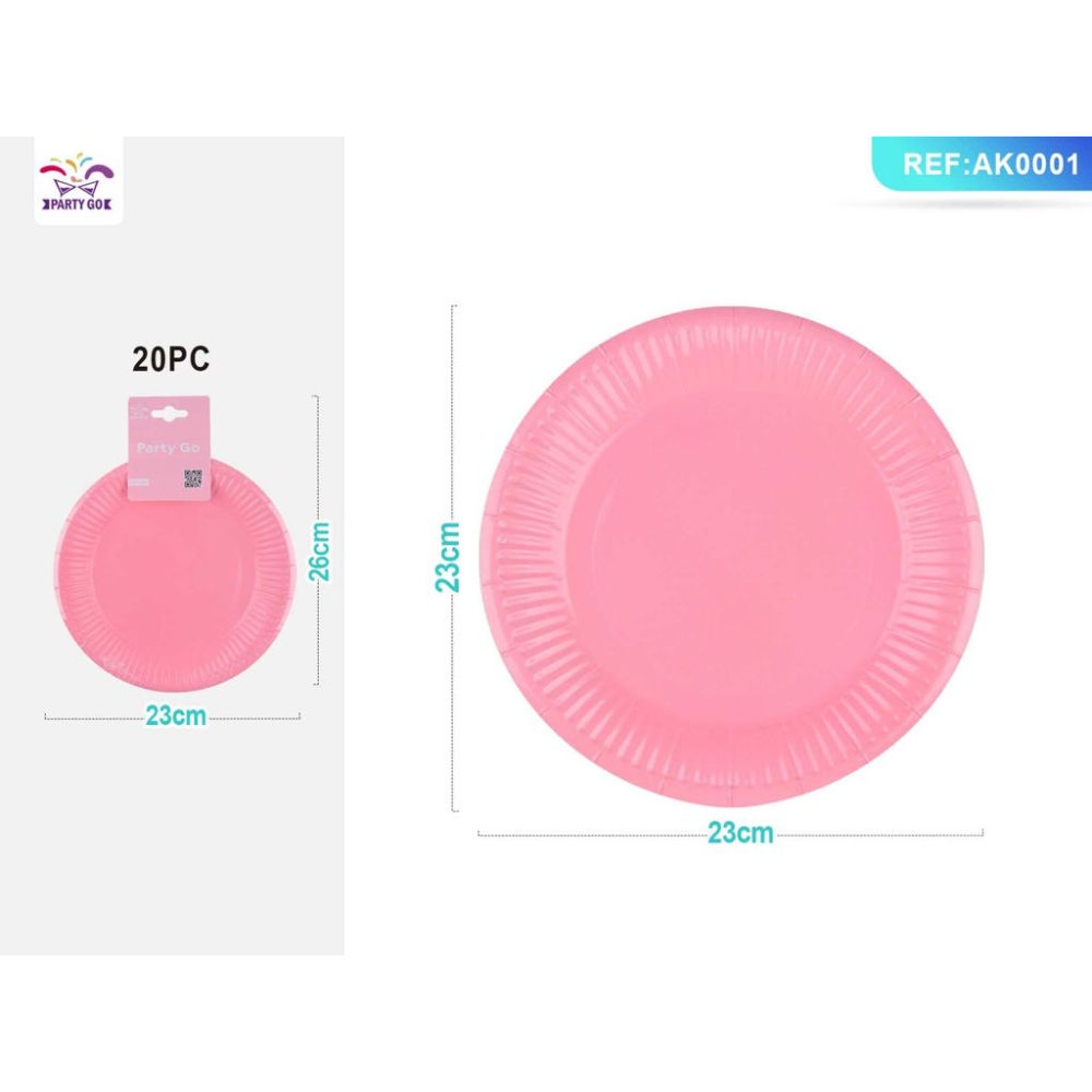 PIATTI MONOUSO - ROSA 23CM - 20PZParty Go