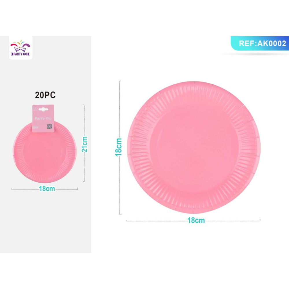 PIATTI MONOUSO - ROSA 18CM - 20PZParty Go