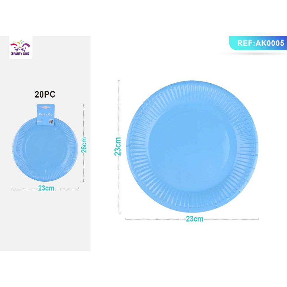 PIATTI MONOUSO - AZZURRO 23CM - 20PZParty Go