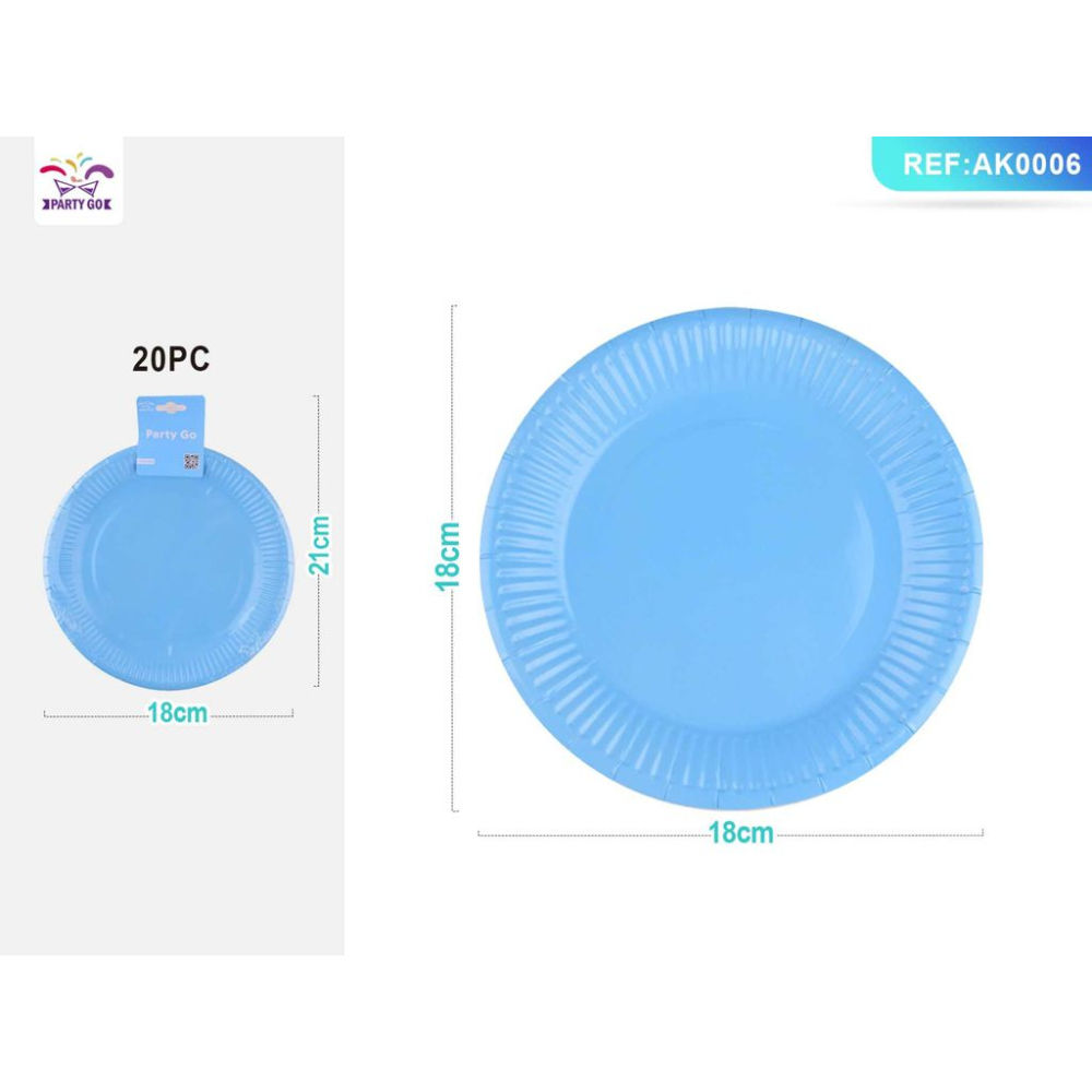PIATTI MONOUSO - AZZURRO 18CM - 20PZParty Go