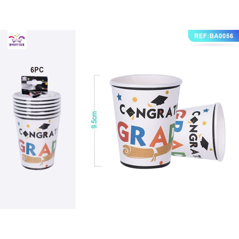 BICCHIERI LAUREA - CONGRATS GRAD BIANCO - 6PZParty Go