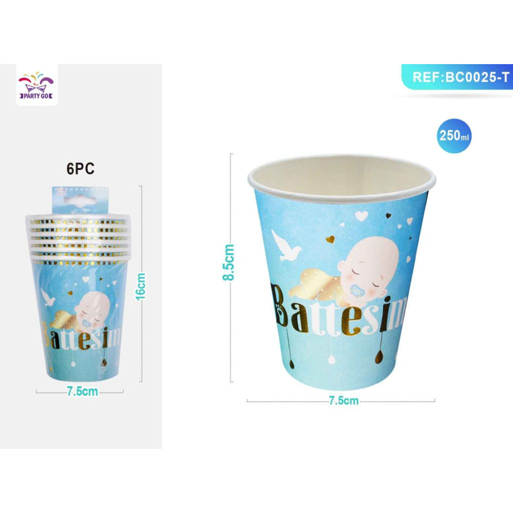 BICCHIERI MONOUSO - BATTESIMO BLU - 6PZParty Go