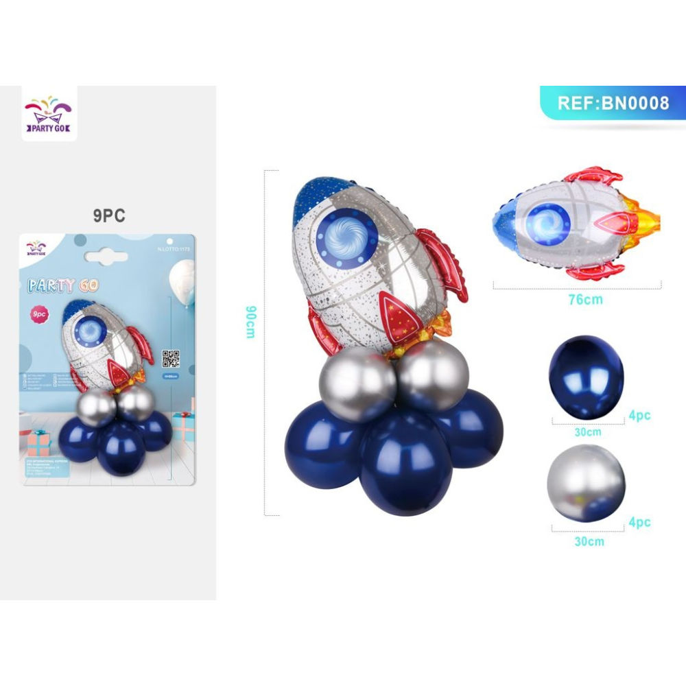 SET PALLONCINI RAZZO SPAZIALE - BLU - 9PZParty Go