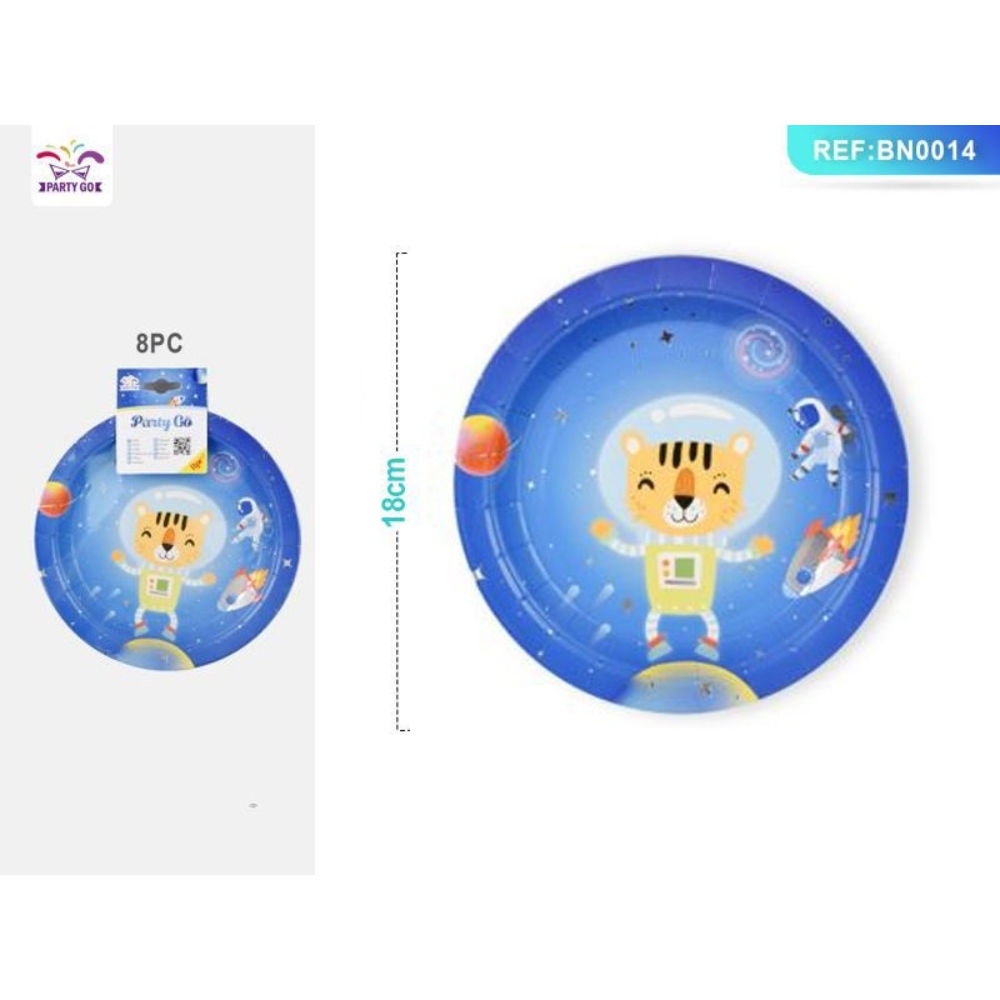 PIATTI MONOUSO CON ASTRONAUTA GATTO 18CM - 8PZParty Go