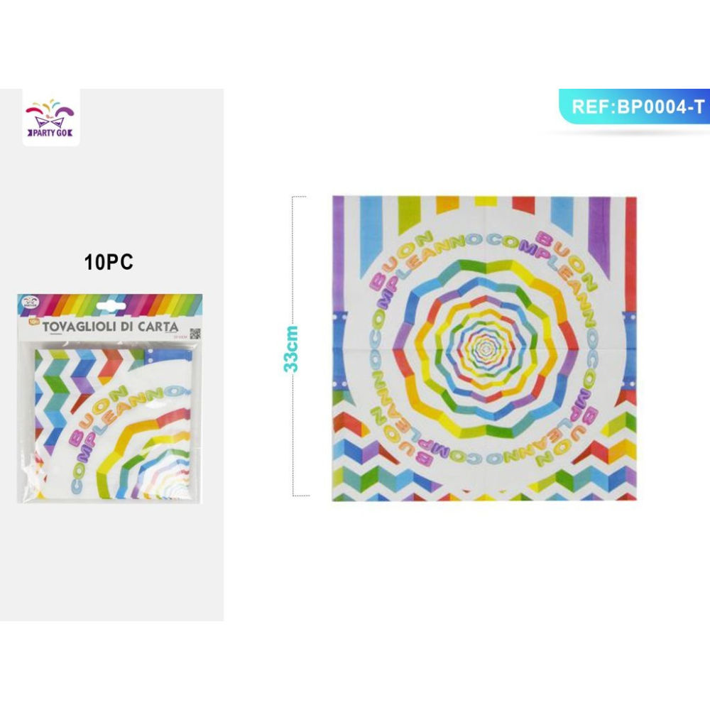 TOVAGLIOLI MULTICOLOR - BUON COMPLEANNO 33CM - 10PZParty Go