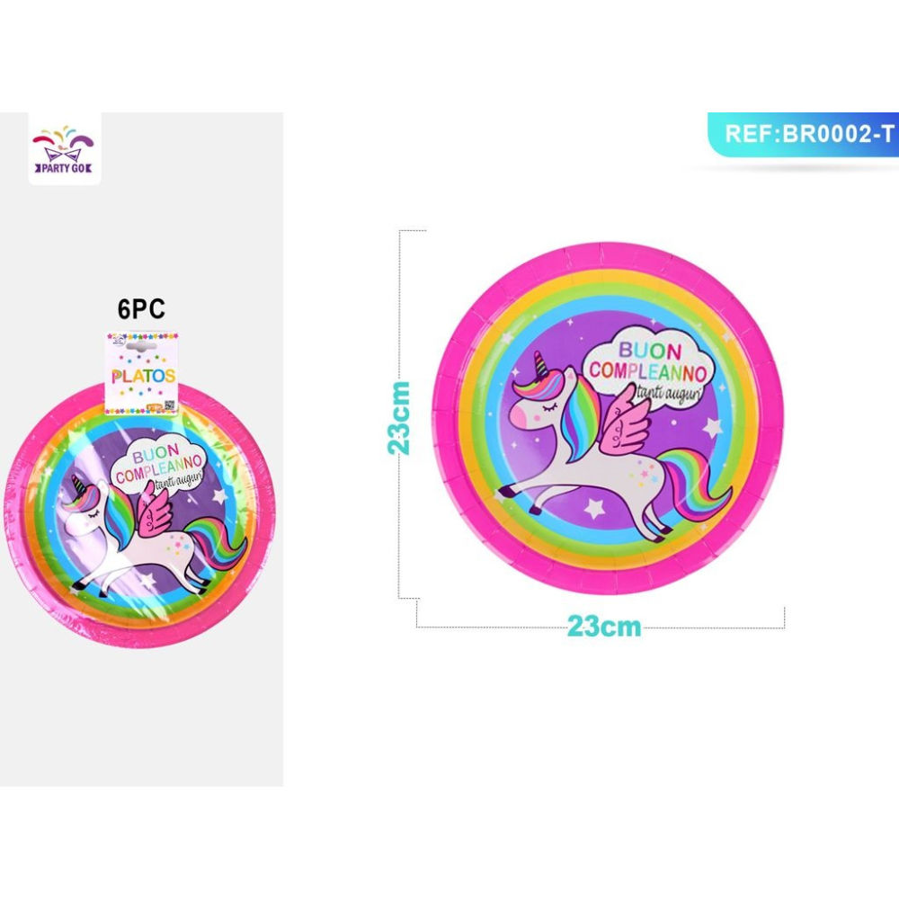 PIATTI MONOUSO - UNICORNO 23CM - 6PZParty Go