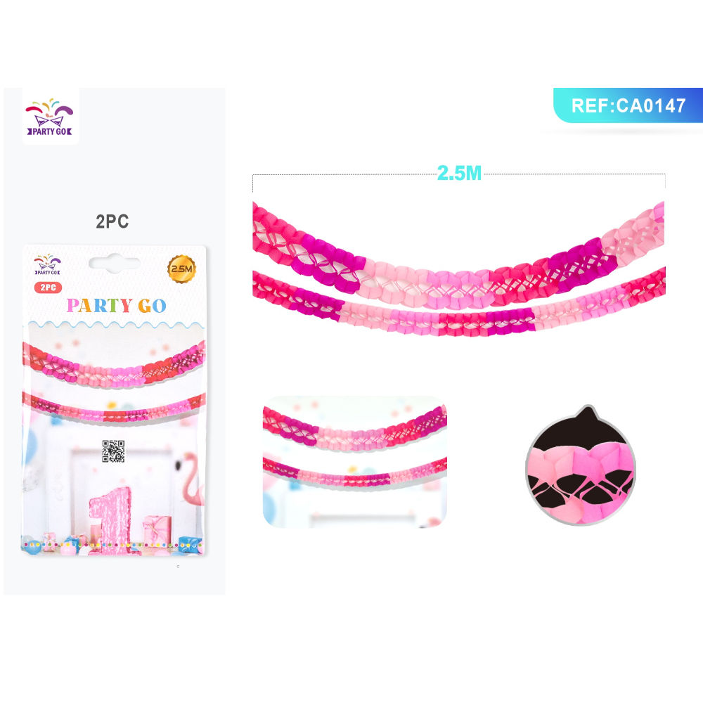 FESTONE DECORATIVO - ROSA 2,5M - 2PZParty Go