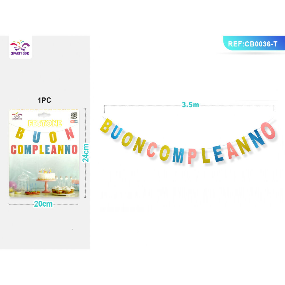 FESTONE BUON COMPLEANNO - COLORATO - 3,5MParty Go