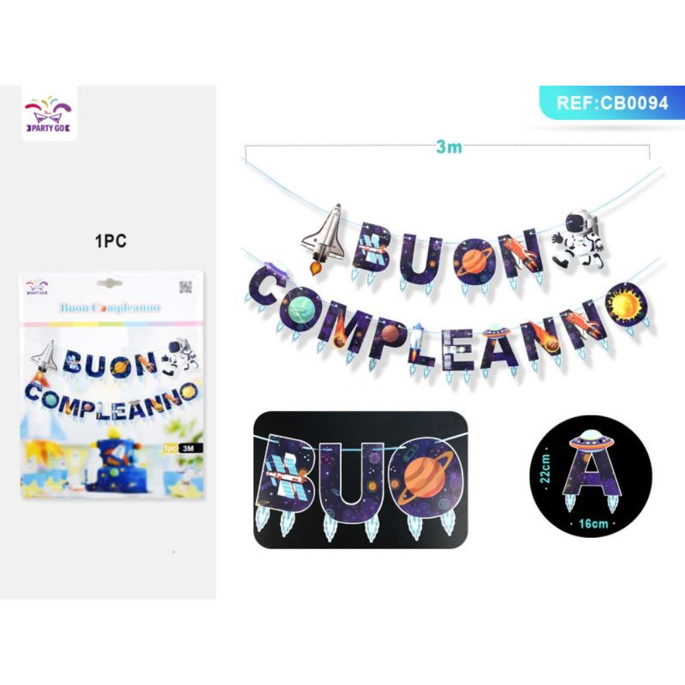 FESTONE BUON COMPLEANNO - SPAZIO - 3MParty Go