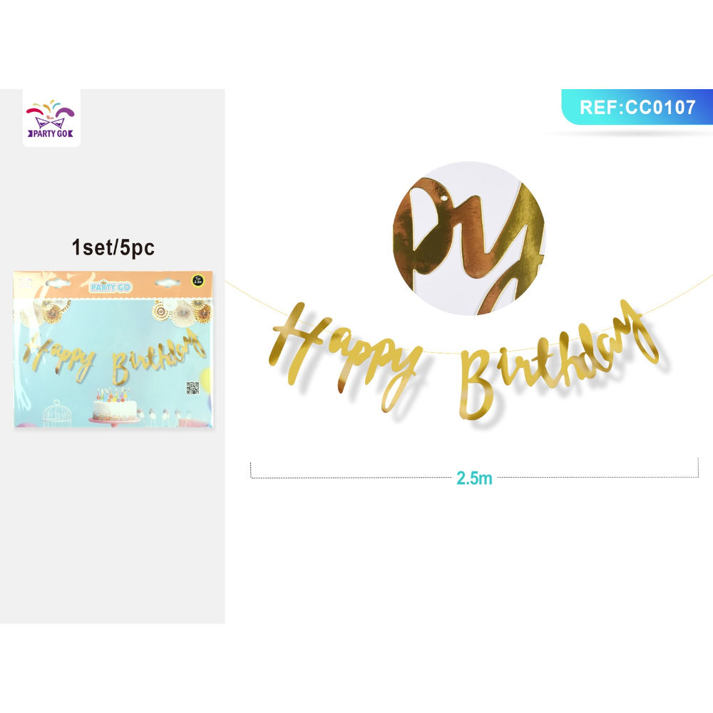 FESTONE HAPPY BIRTHDAY - ORO DA 2,5MParty Go