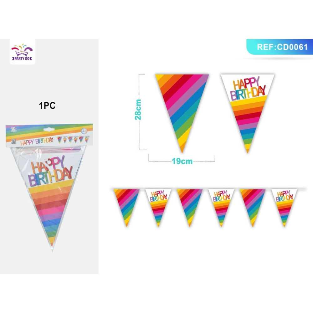 BANDIERINE DECORATIVE - HAPPY BIRTHDAY ARCOBALENOParty Go