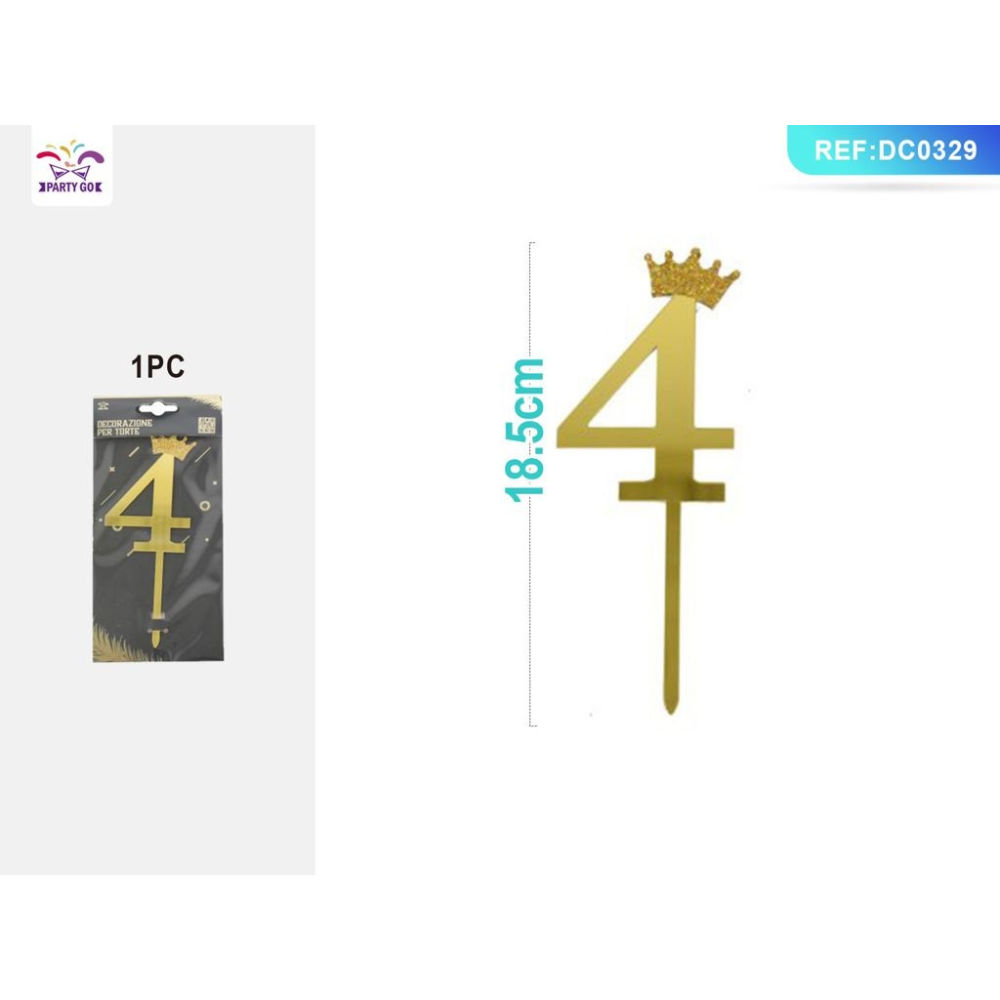 DECORAZIONI PER TORTE - ORO N,4 - 1PZParty Go