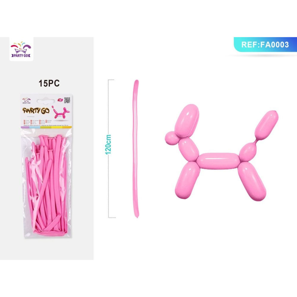 PALLONCINI MODELLABILI 120CM - ROSA - 15PZParty Go