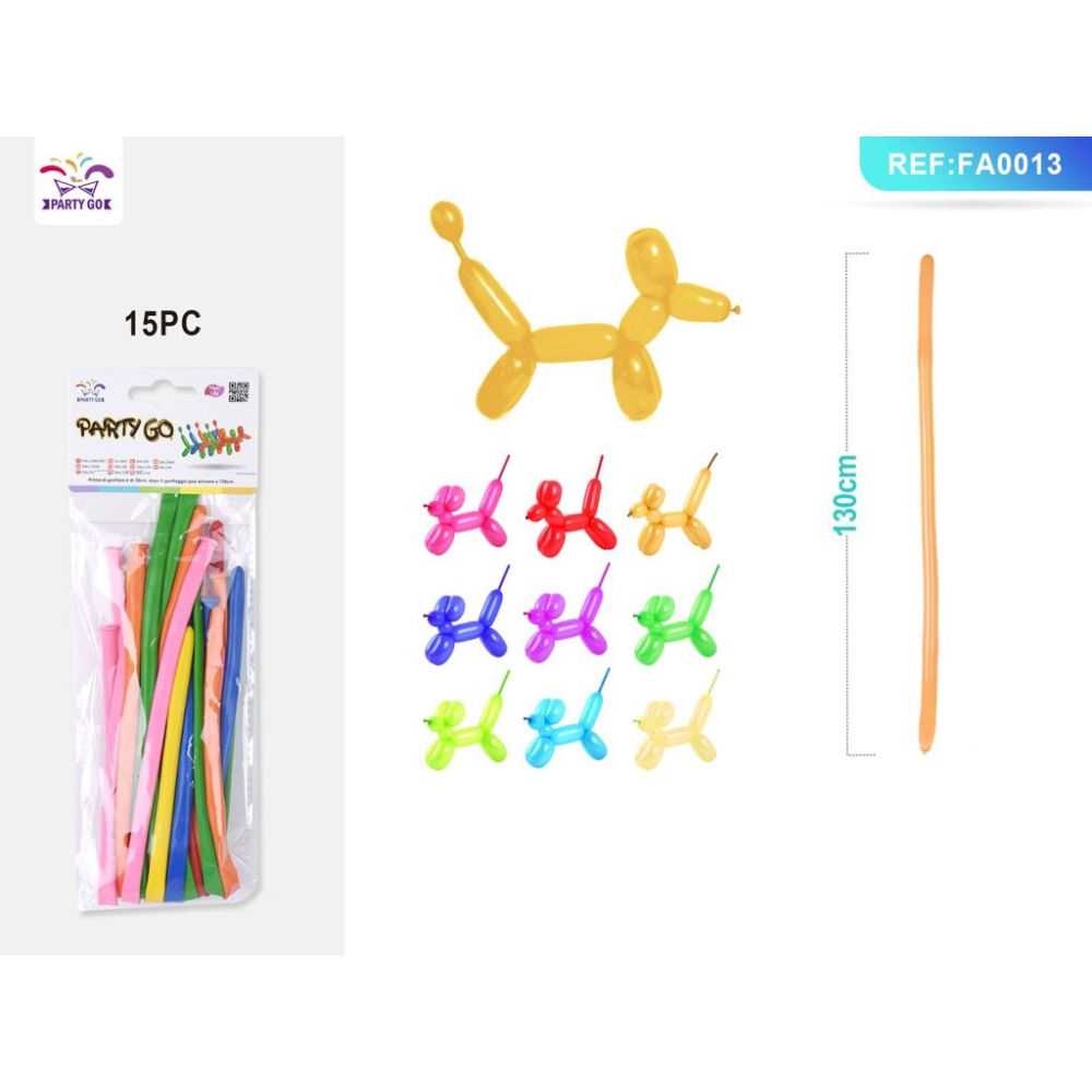 PALLONCINI MODELLABILI 130CM - COLORI MISTI - 15PZParty Go