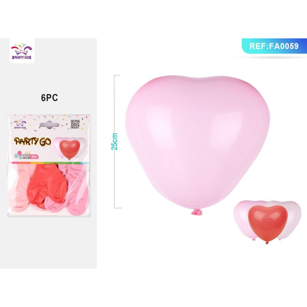 PALLONCINI A CUORE ROSA 25CM - 6PZParty Go