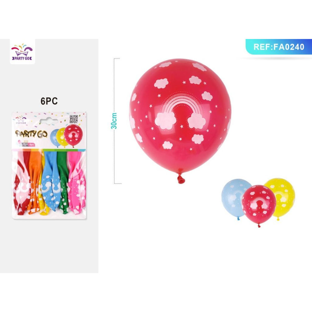 PALLONCINI CON NUVOLE - COLORI MISTI 30CM 6PZParty Go