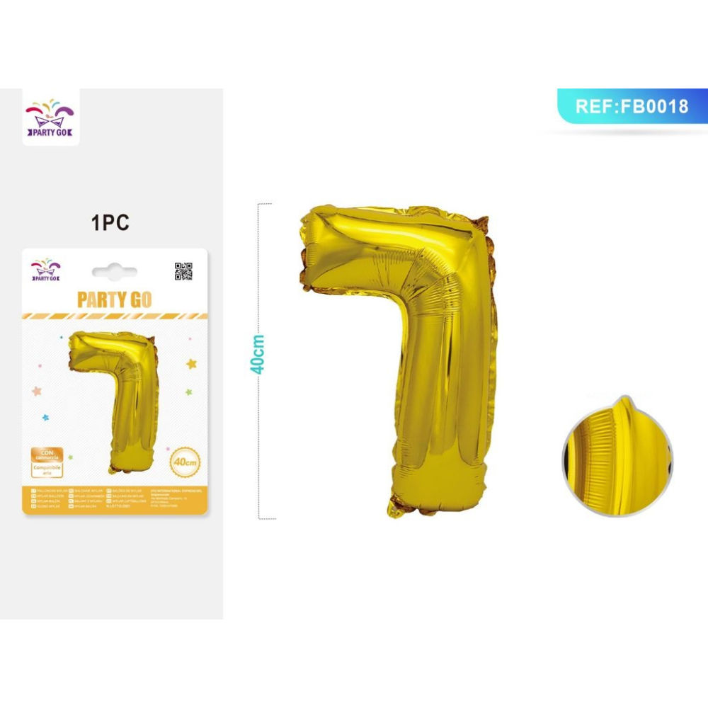 PALLONCINO MYLAR 40CM - NUMERO 7 ORO - 1PZParty Go