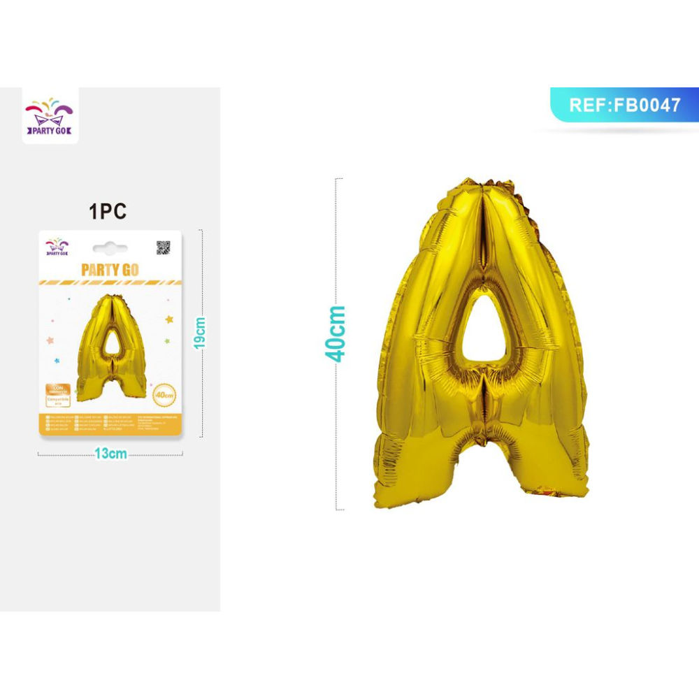 PALLONCINO MYLAR 40CM - LETTERA "A" ORO - 1PZParty Go