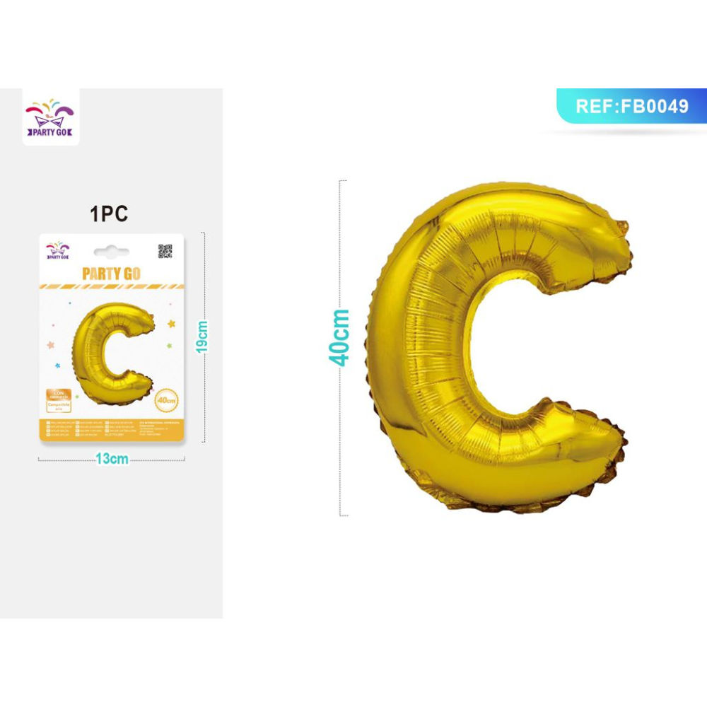PALLONCINO MYLAR 40CM - LETTERA "C" ORO - 1PZParty Go