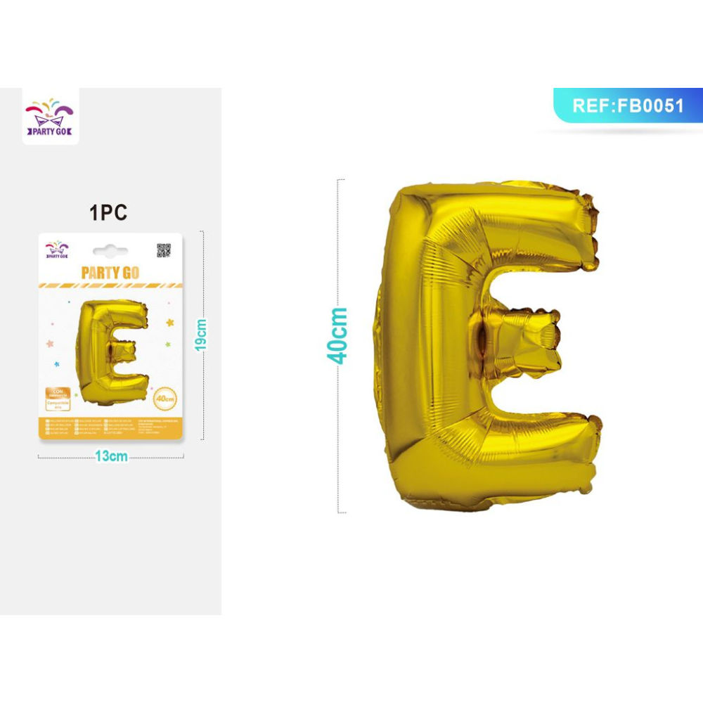 PALLONCINO MYLAR 40CM - LETTERA "E" ORO - 1PZParty Go