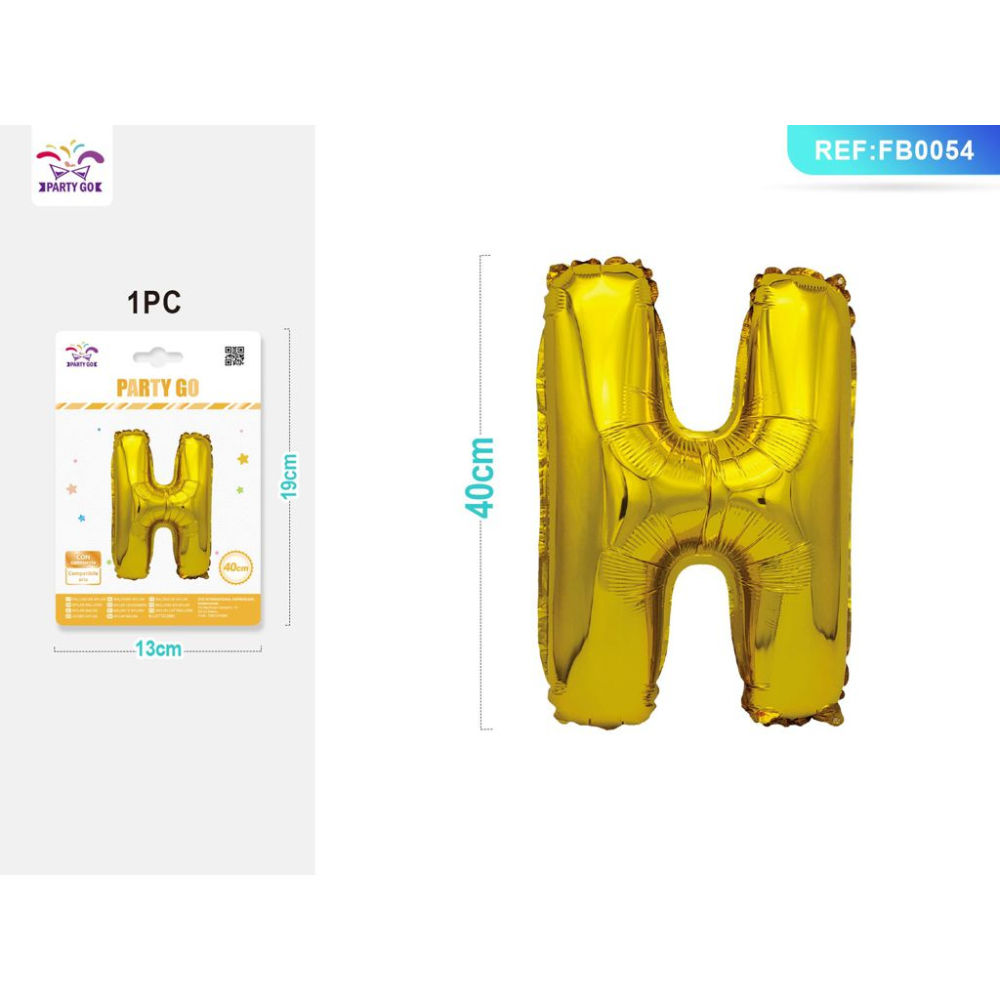 PALLONCINO MYLAR 40CM - LETTERA "H" ORO - 1PZParty Go
