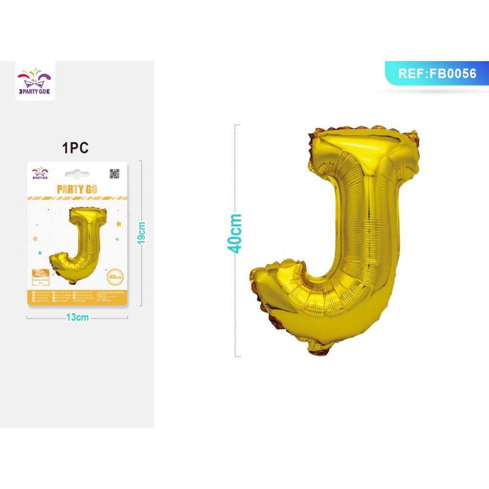 PALLONCINO MYLAR 40CM - LETTERA "J" ORO - 1PZParty Go