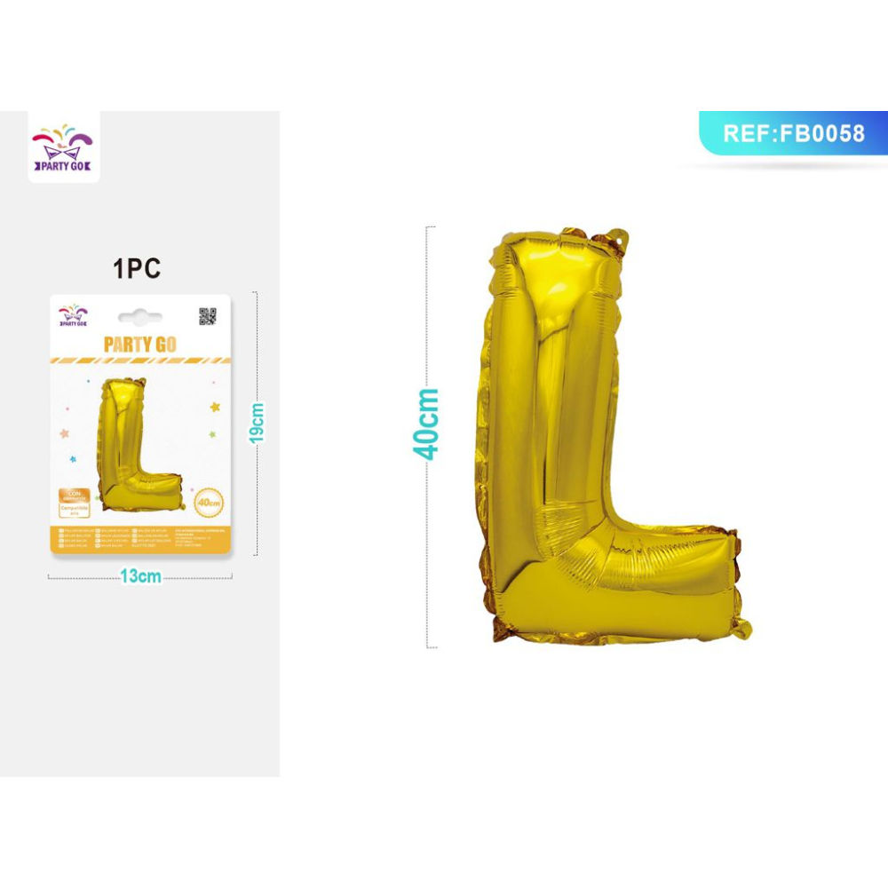 PALLONCINO MYLAR 40CM - LETTERA "L" ORO - 1PZParty Go