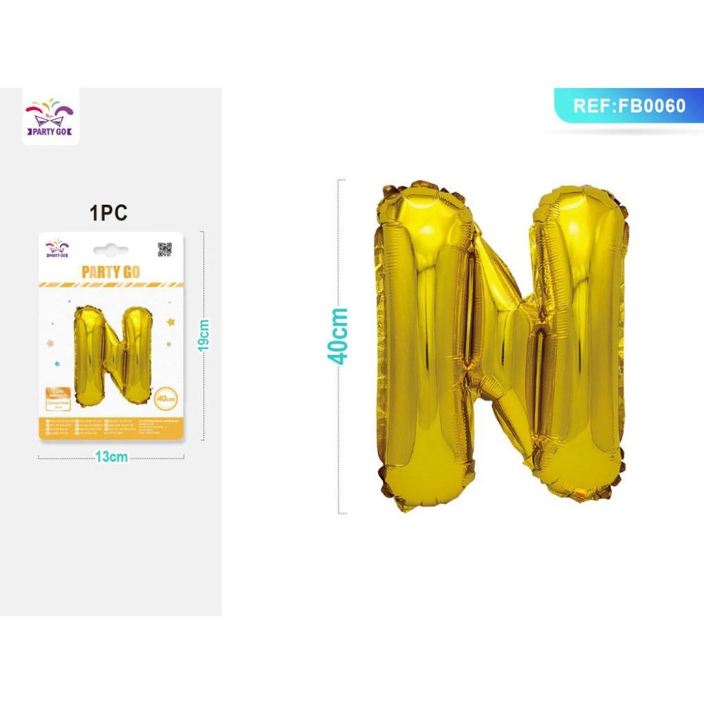 PALLONCINO MYLAR 40CM - LETTERA "N" ORO - 1PZParty Go