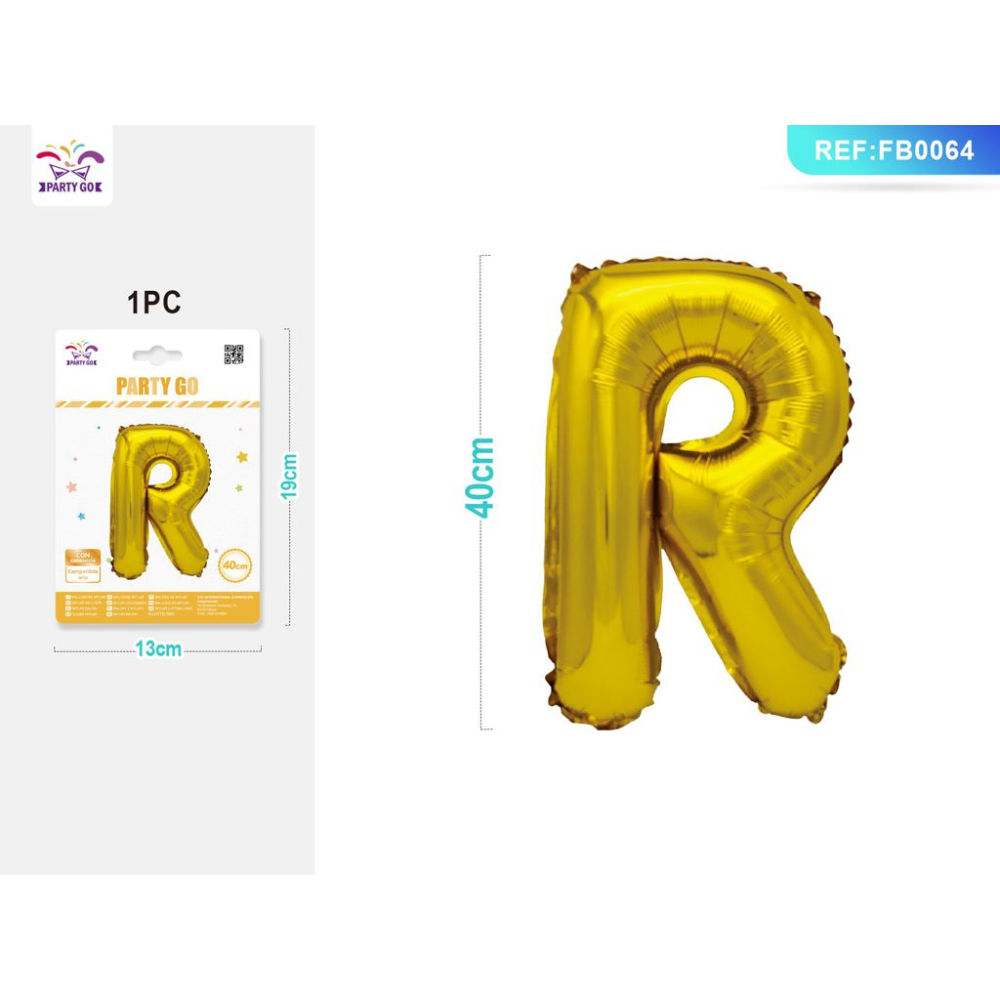 PALLONCINO MYLAR 40CM - LETTERA "R" ORO - 1PZParty Go