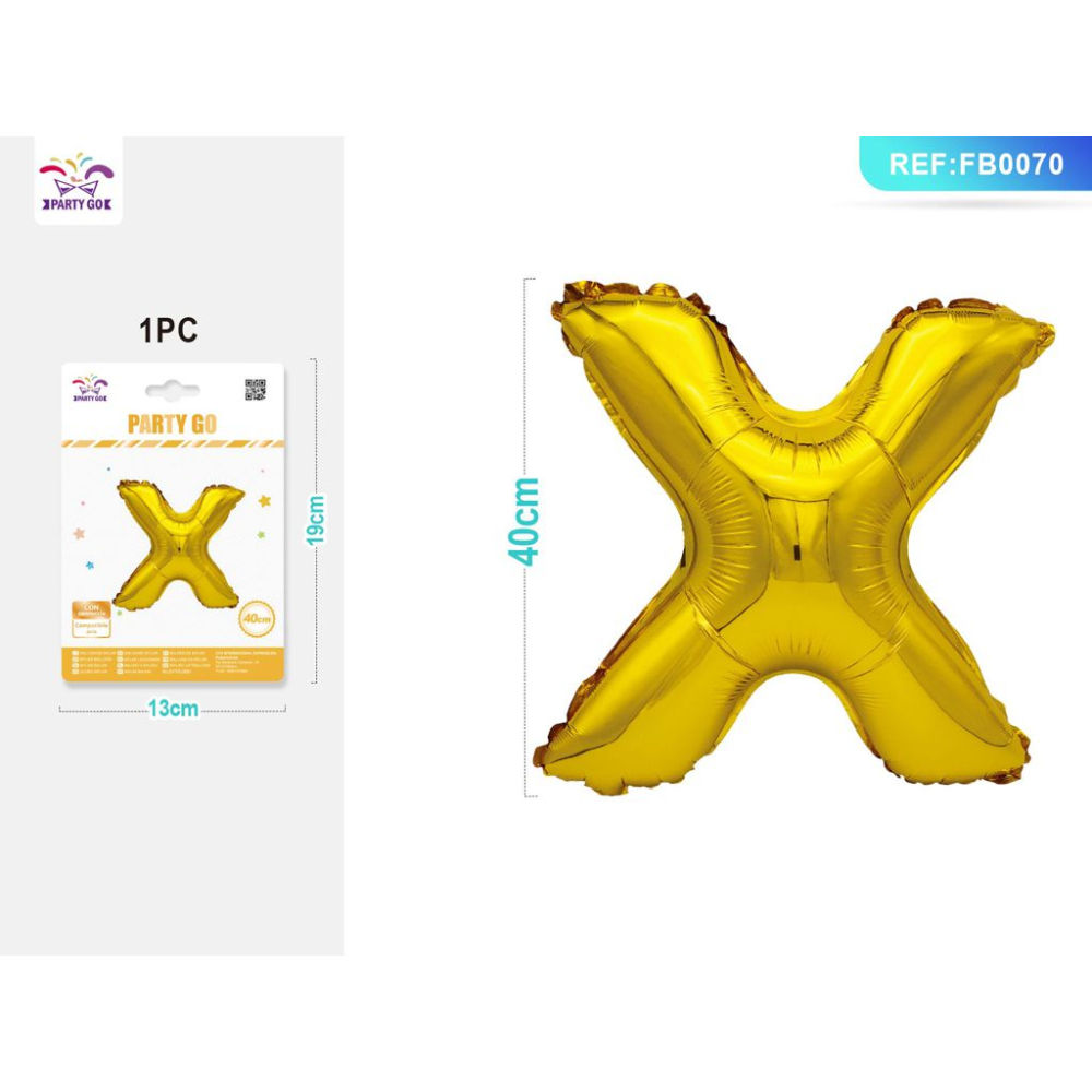 PALLONCINO MYLAR 40CM - LETTERA "X" ORO - 1PZParty Go