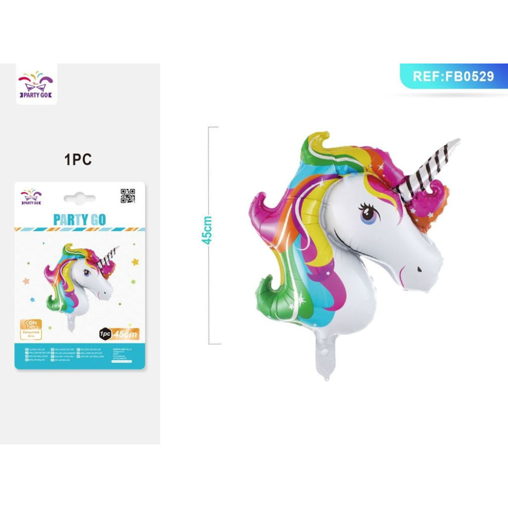 PALLONCINI MYLAR A FORMA DI UNICORNO 45CM - 1PZParty Go