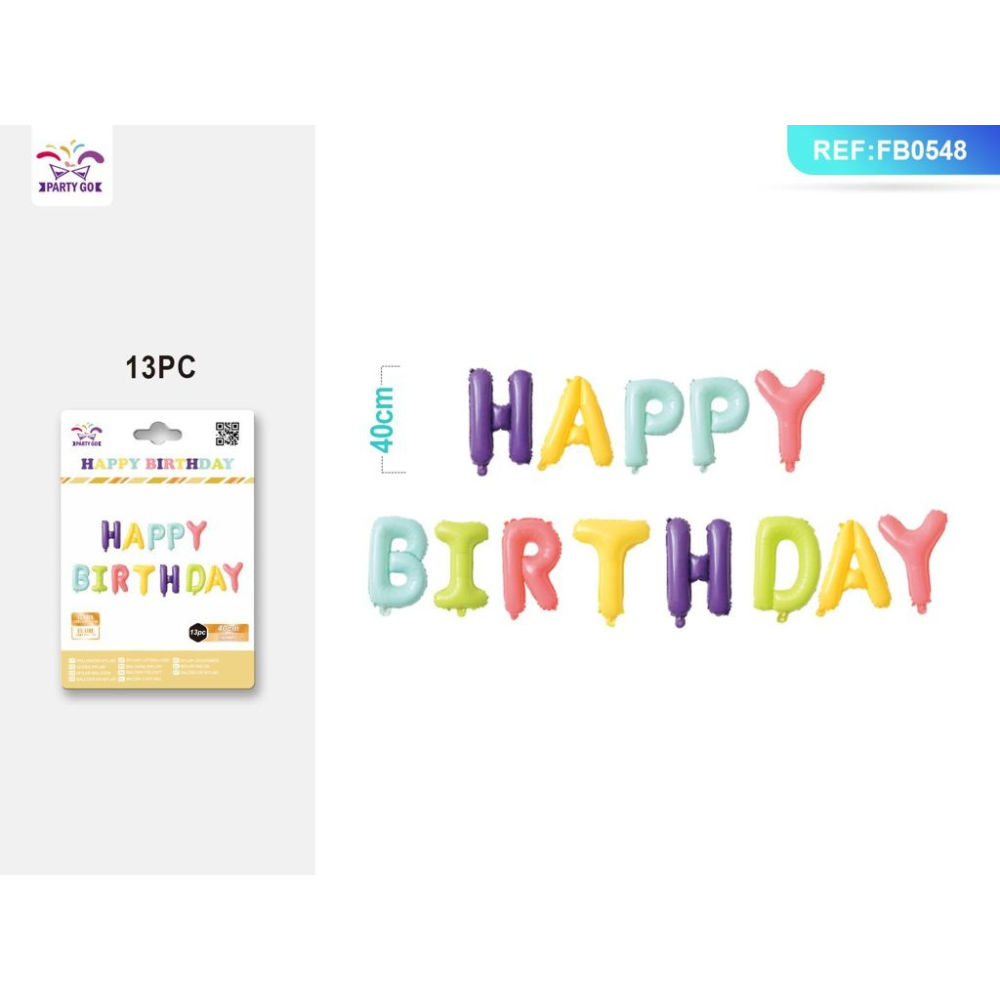 SET PALLONCINI MYLAR - LETTERE HAPPY BIRTHDAY - 40CMParty Go