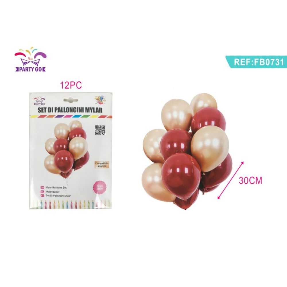 SET DI PALLONCINI MYLAR - ROSSO E ORO - 12PZParty Go