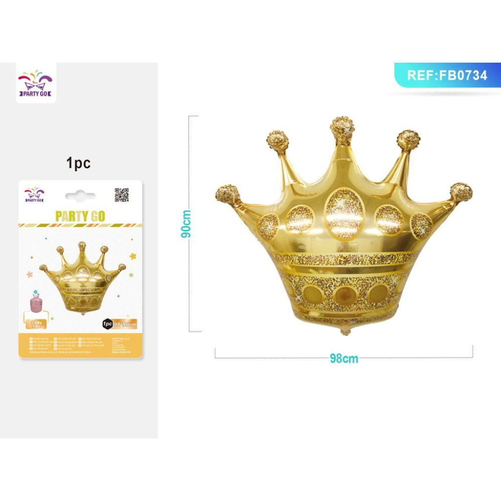 PALLONCINO MYLAR A FORMA DI CORONA ORO 98CM - 1PZParty Go