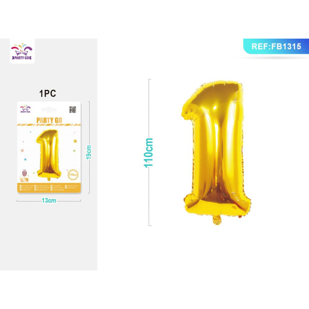 PALLONCINO MYLAR 110CM - NUMERO 1 ORO - 1PZParty Go