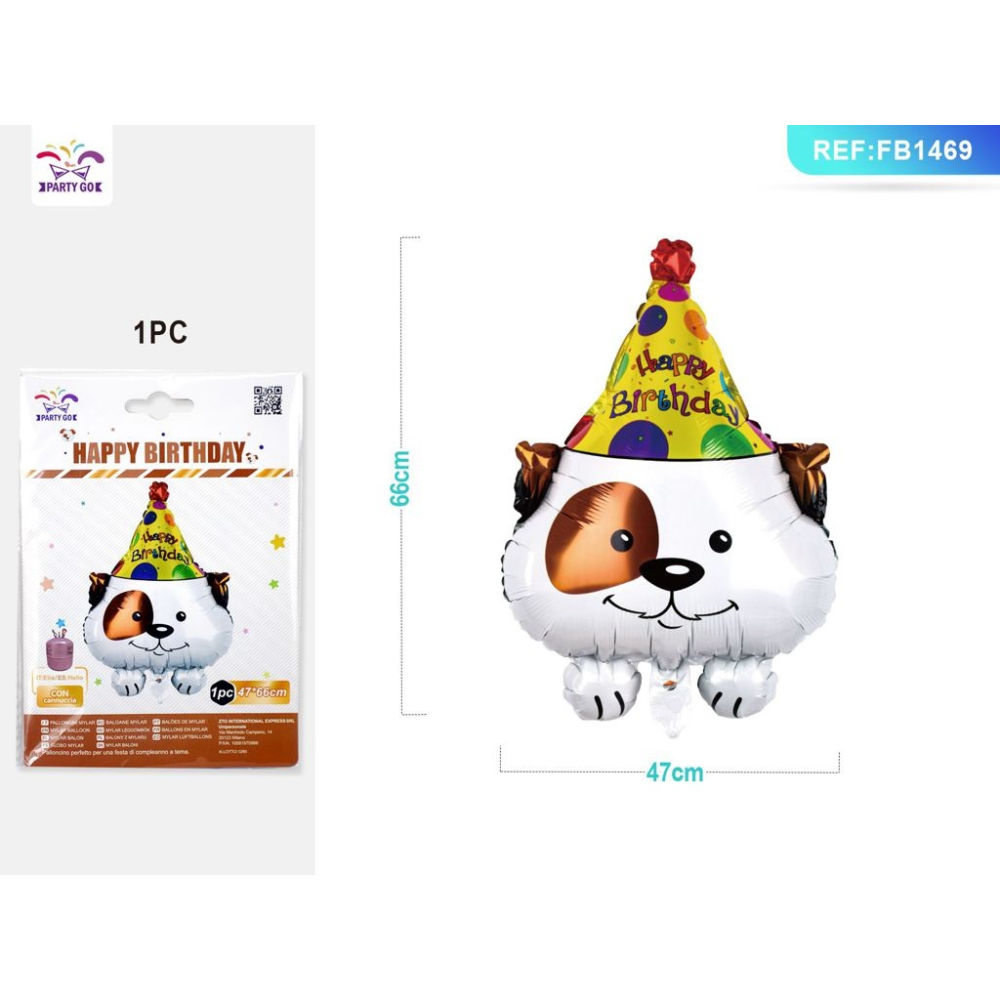PALLONCINO MYLAR - CAGNOLINO HAPPY BIRTHDAY 66CM - 1PZParty Go