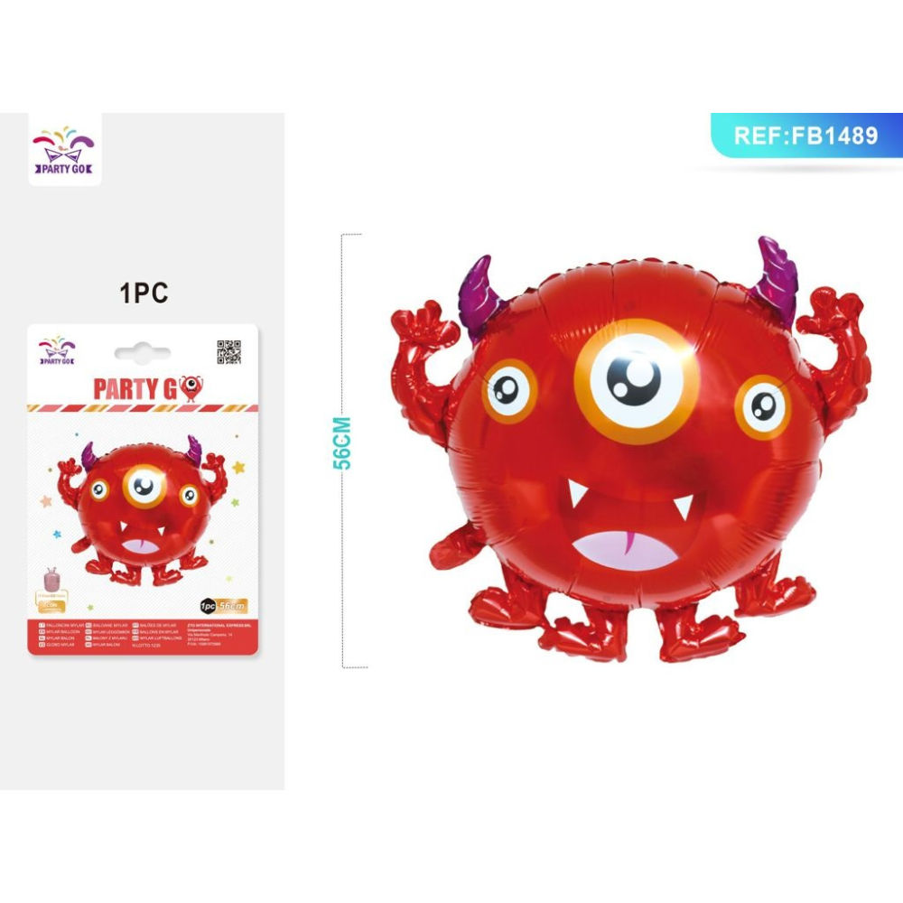 PALLONCINO MYLAR - MOSTRO VIRUS ROSSO 56CM - 1PZParty Go