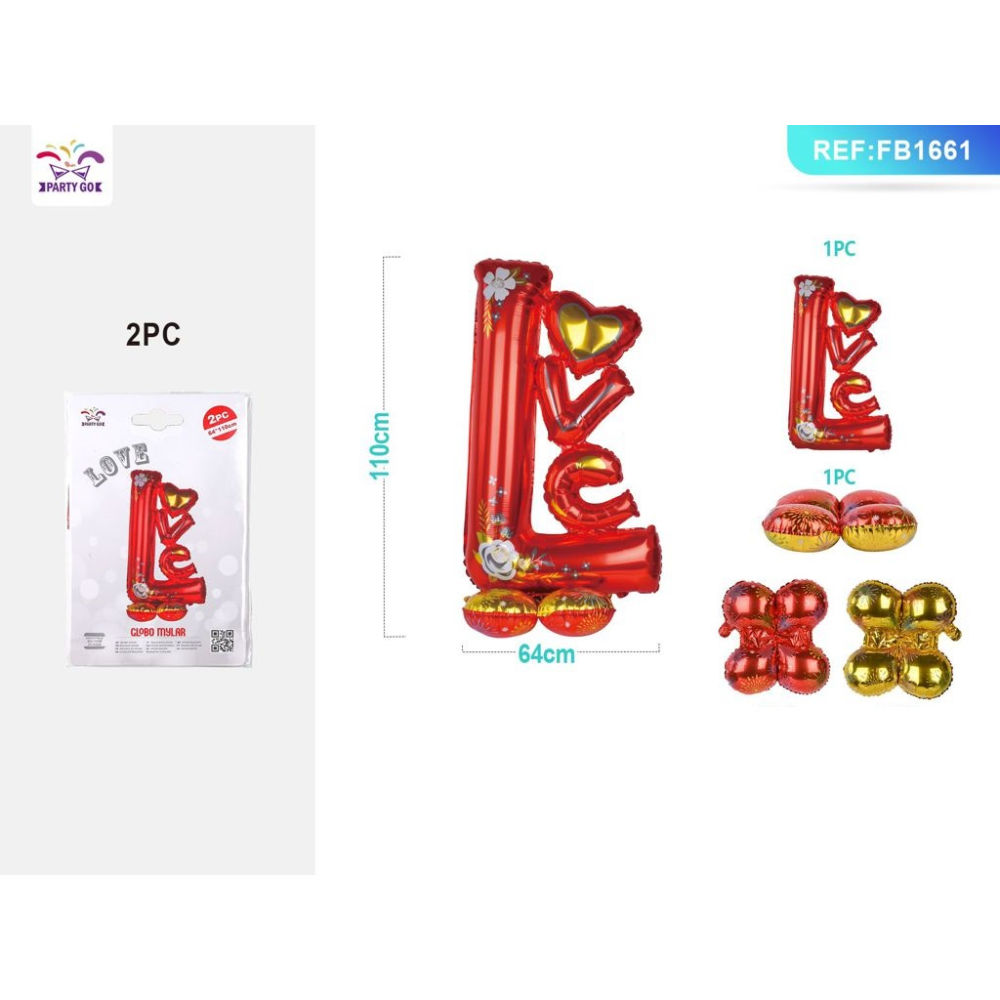 SET PALLONCINI MYLAR - LOVE ROSSO 110CM - 2PZParty Go