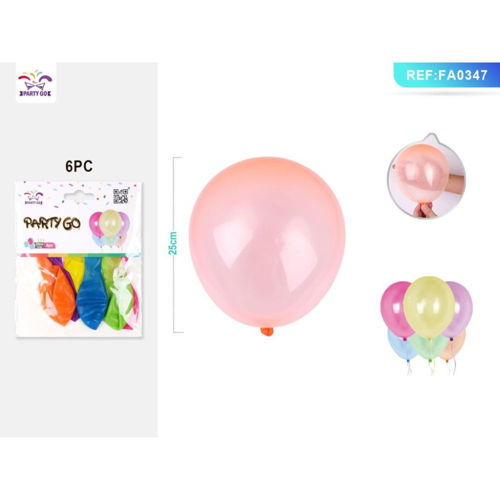 PALLONCINI COLORI MISTI CHIARI - 6PZParty Go