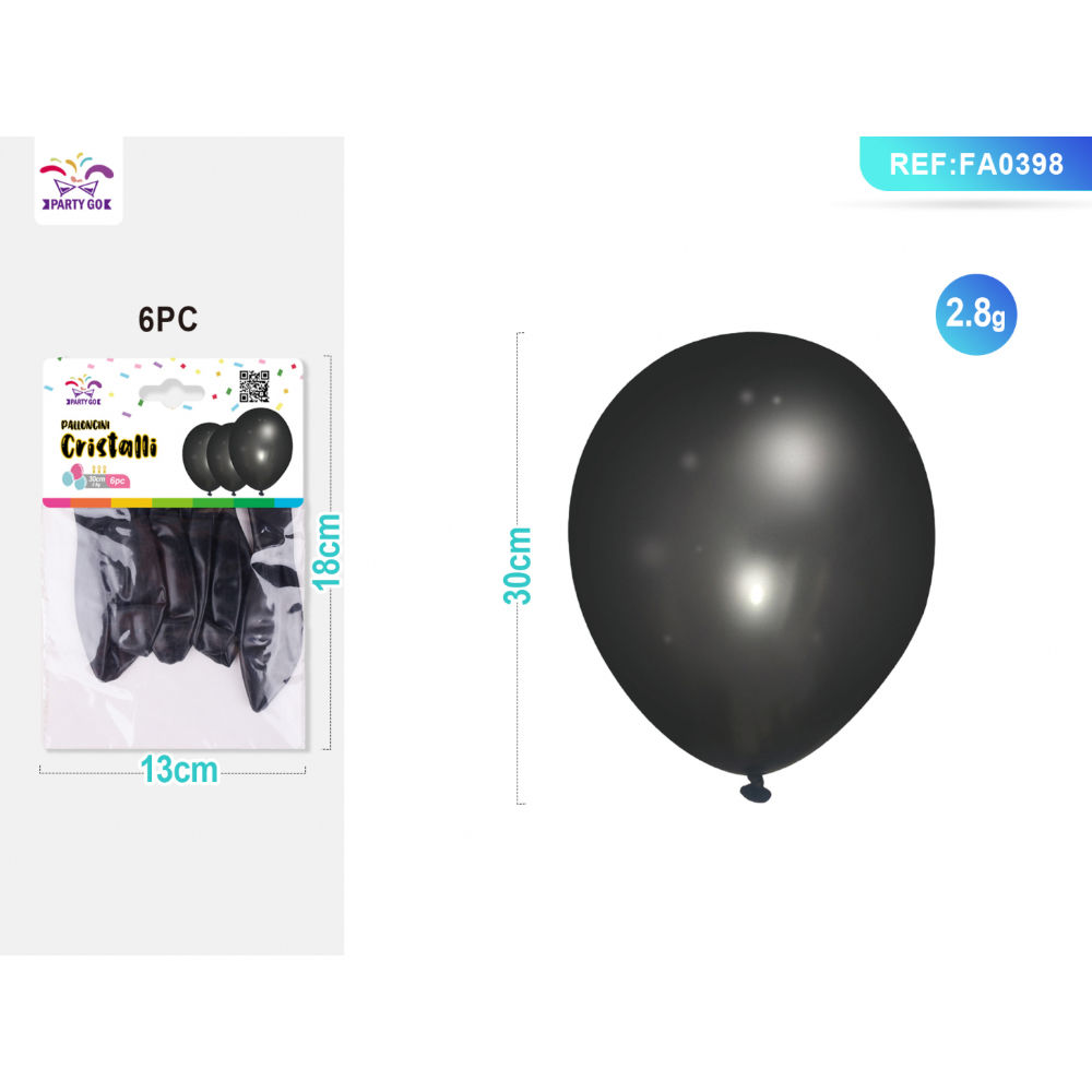 PALLONCINI NERI 30CM - 6PZParty Go