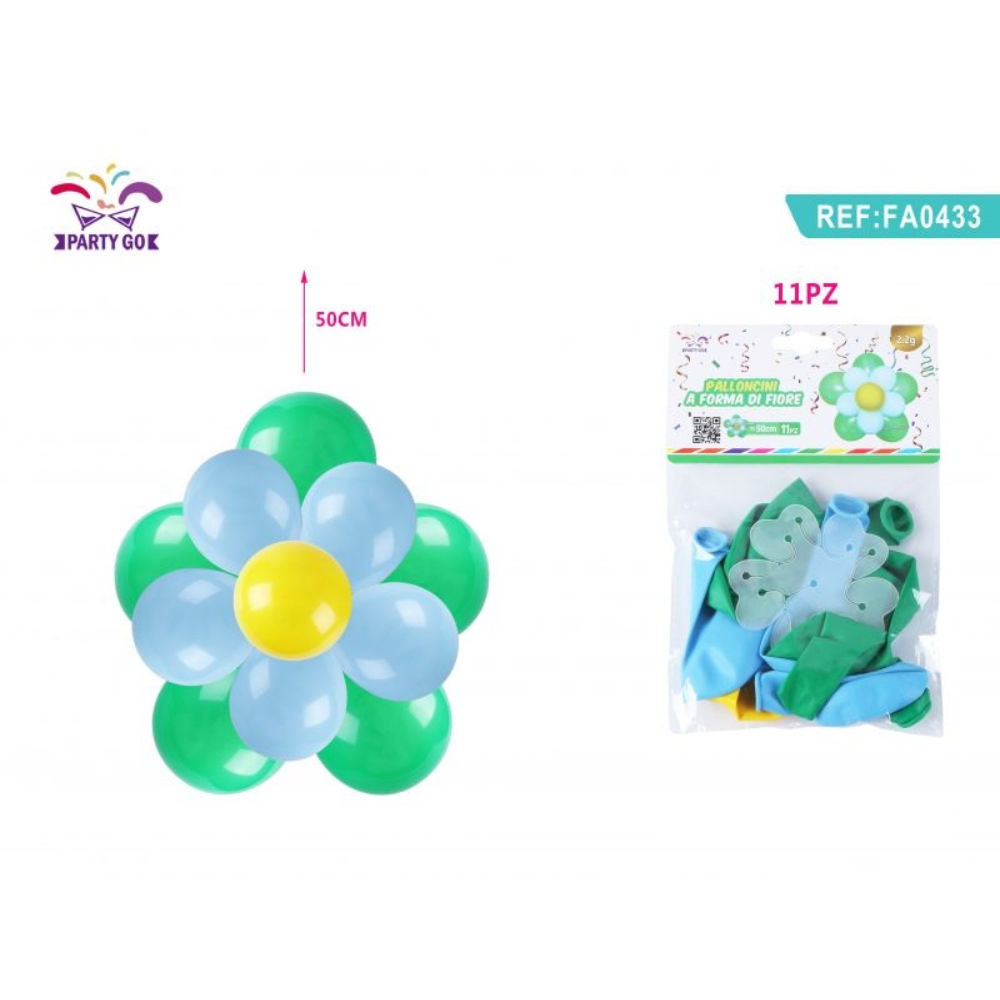 SET PALLONCINI COMPOSIZIONE FLOREALE - VERDE-AZZURRO 50CMParty Go