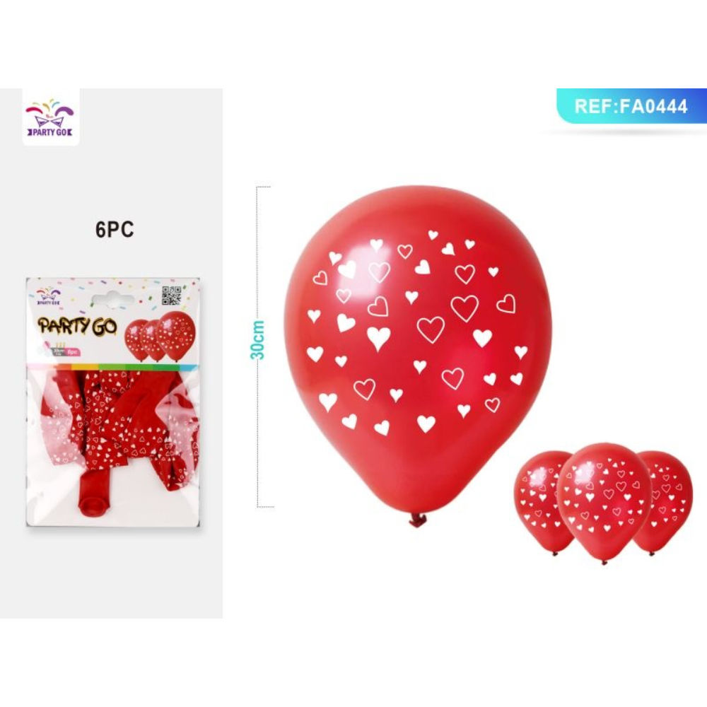 PALLONCINI CON CUORI - ROSSO - 6PZParty Go