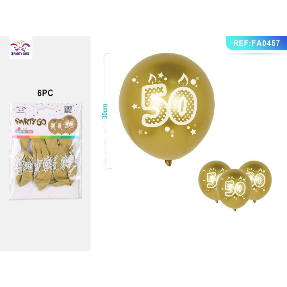PALLONCINI ORO - 50 ANNI - 6PZParty Go