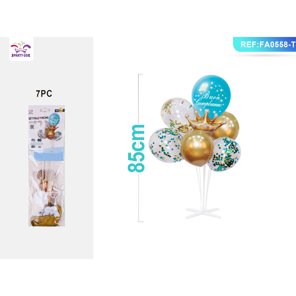SET PALLONCINI BUON COMPLEANNO - ORO E BLU - 7PZParty Go